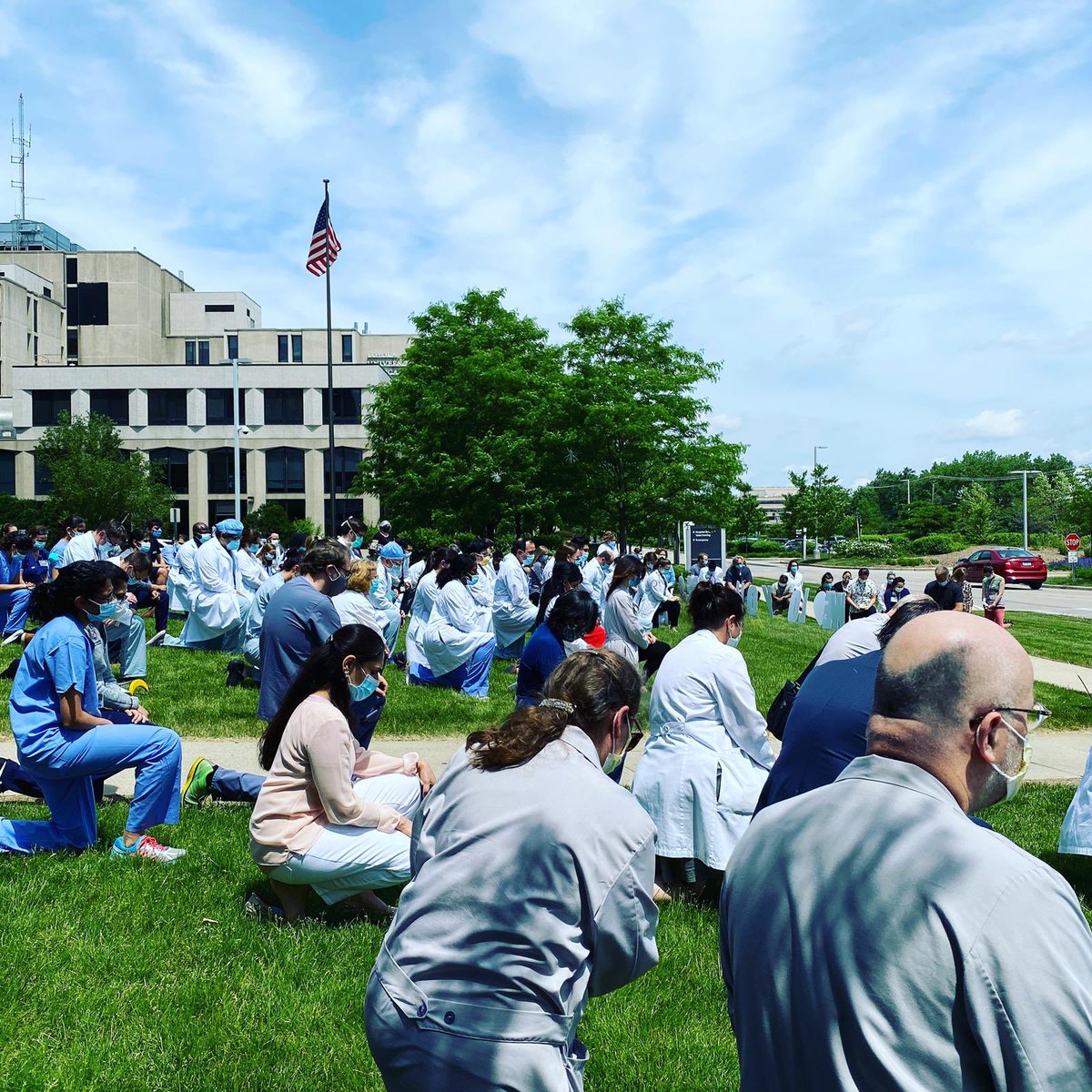 Loyola Surgery is proud to kneel and take part in #WhiteCoatsForBlackLives  #kneelingforjustice