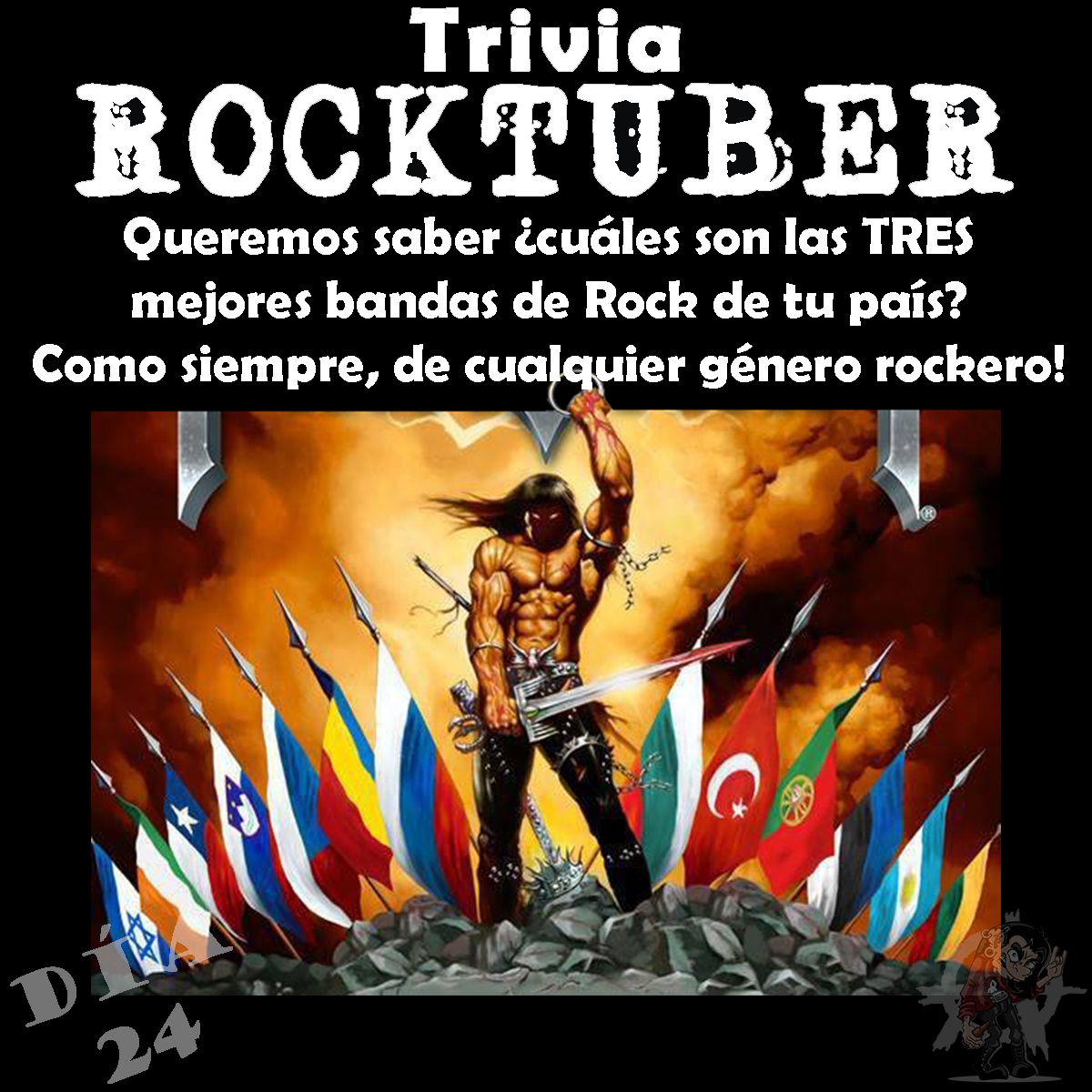 Rocktuver's tweet photo. ⚠ Volvió la #TriviaRocktuber! ⚠
.
Dale RT y que tus contactos conozcan un poco más de vos! 🤟
.
DÍA 2⃣4⃣: Recomendá con el corazón! Cuál es el Top TRES de bandas/músicos de tu país, de cualquier género dentro del Rock! (Rock, Metal, Punk, Reggae, Blues, Soul, etc). 🥇🥈🥉 https://t.co/XyjP337hmq
