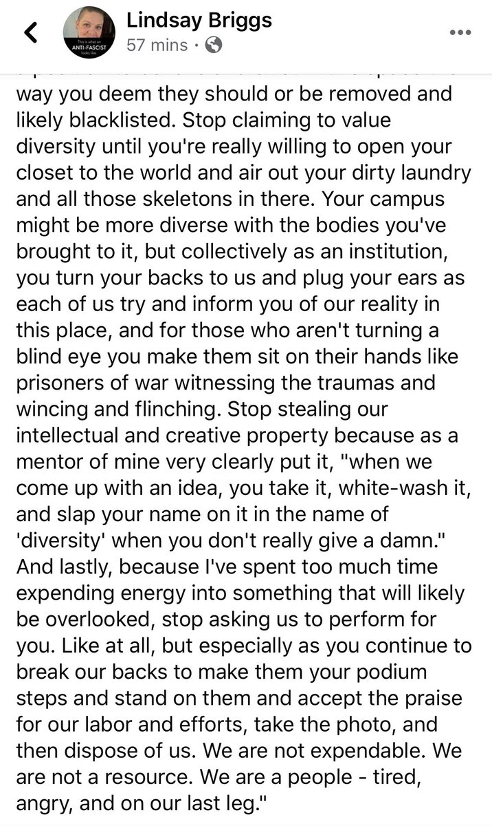 ChicoSexProf's tweet photo. Love when #ChicoState students call out our performative allyship and diversity theater. You aren’t fooling anyone with your empty platitudes. #BlackLivesMatter #AllTheTime #NotOnlyWhenItsTrending #UpliftStudentVoices #InstitutionalRacism #TheWholeDamnSystemisGuilty #YesMeToo https://t.co/kZ5Zzzj7hx
