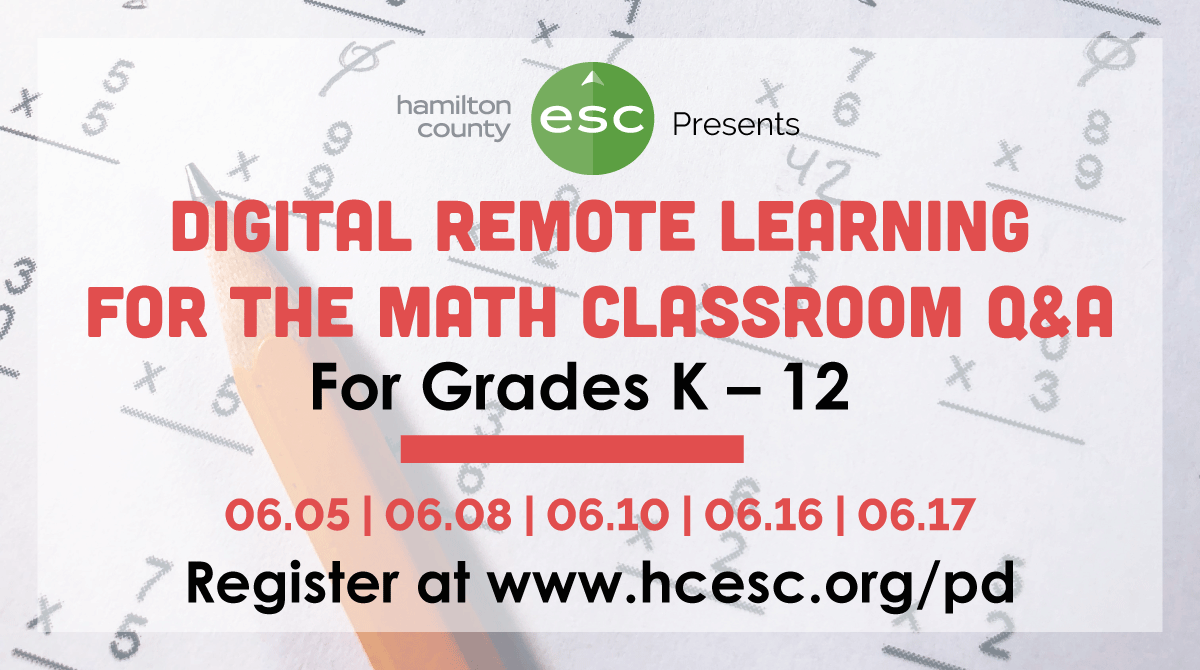 cincy_mathanne's tweet photo. There are 2 more sessions in the HCESC Math Digital Learning Q &amp; A series- 3-5 grade and 9-12 grade session.  Visit https://t.co/8yCSiDZpmx for more info and to register for either session.  Come hear from local colleagues about their experience with digital learning this spring. https://t.co/CQYEbrkE2s