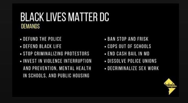 Hundreds of protestors out in the pouring rain tonight with @StopCopTerrorDC @DMVBlackLives - check out the demands. #StopMPD #NoMoreStopAndFrisk #DecrimSexWork #BlackLivesMatter