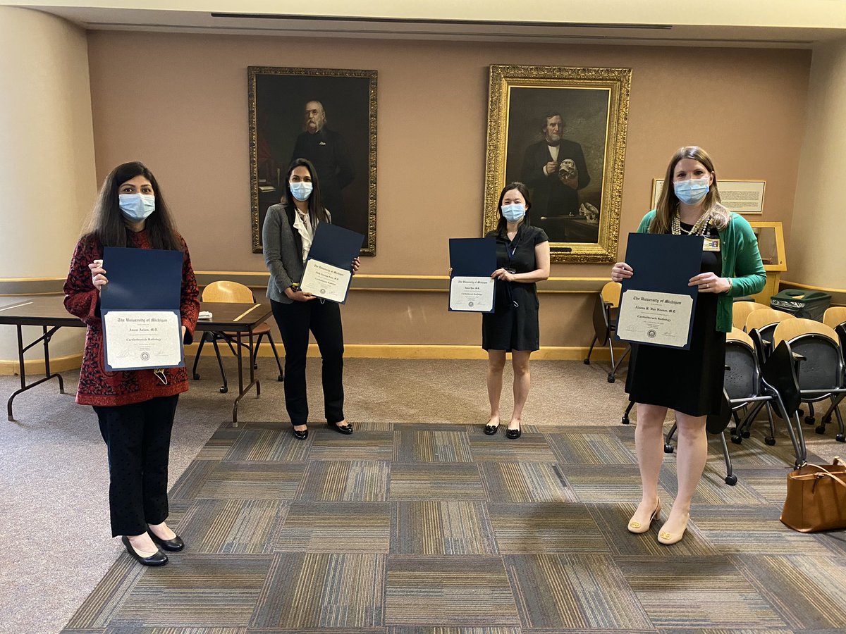 Congratulations to the graduating Cardiothoracic imaging fellowship class of 2019-20 ! Anum, Edith, Gabin and Alanna. A truly exceptional group . Wish you all the very best . #umichrad #GoBlue