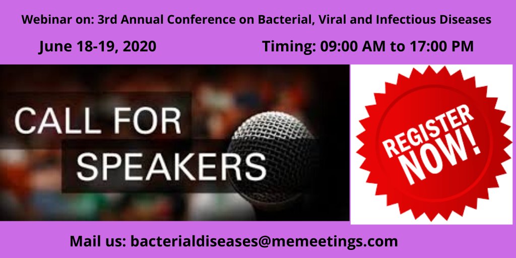 Bacterial2019's tweet photo. Hurry up !! Just a few days left! Submit your paper to publish in the respective conference journals. Join #BacterialDiseases2020 #Webinar #Manuscript throughhttps://bacterialdiseases.infectiousconferences.com/abstract-submission.php
 #Bacteriology #Virology #Microbiology https://t.co/I4R6oooPRp