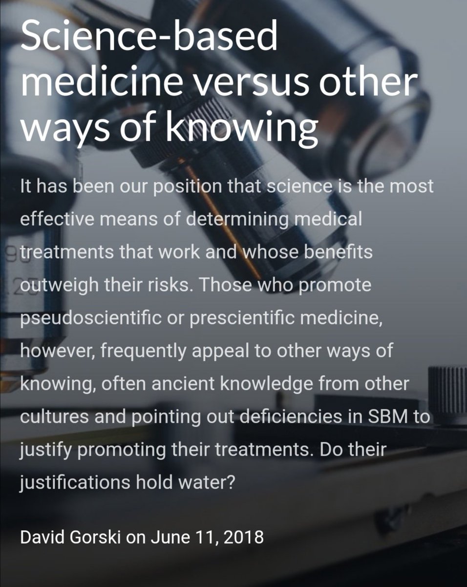 Science-based medicine versus other ways of knowing 
(by @gorskon)

sciencebasedmedicine.org/science-based-…

#EBM #ScienceBasedMedicine