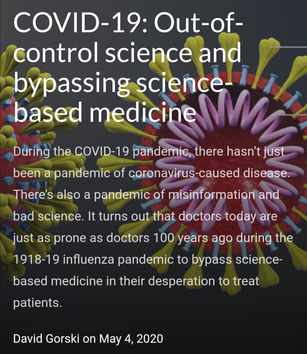 COVID-19: Out-of-control science and bypassing science-based medicine (by @gorskon) 

sciencebasedmedicine.org/covid-19-out-o…

#EBM #ScienceBasedMedicine