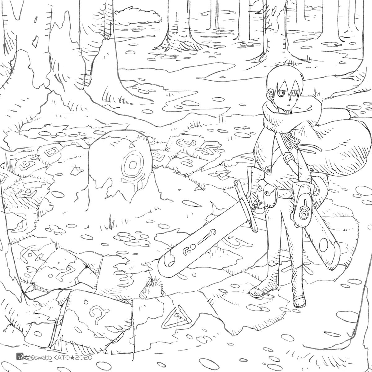 「秘密の森」
珍しく線画もそれなりに描いたので貼っておきます。
ぬりえにどぞー(塗ったら教えてくださいね) 