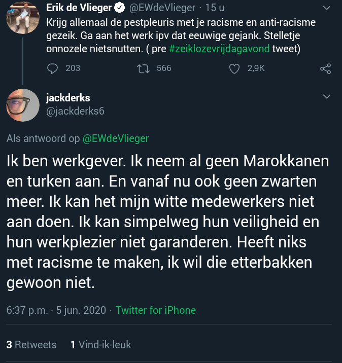 Leafhuntress's tweet photo. Voor degenen die beweren dat rascisme in Nederland niet voorkomt.👇

#BlackLivesMatterNL #wildersDoesntMatter https://t.co/VM8wSsiJ3N