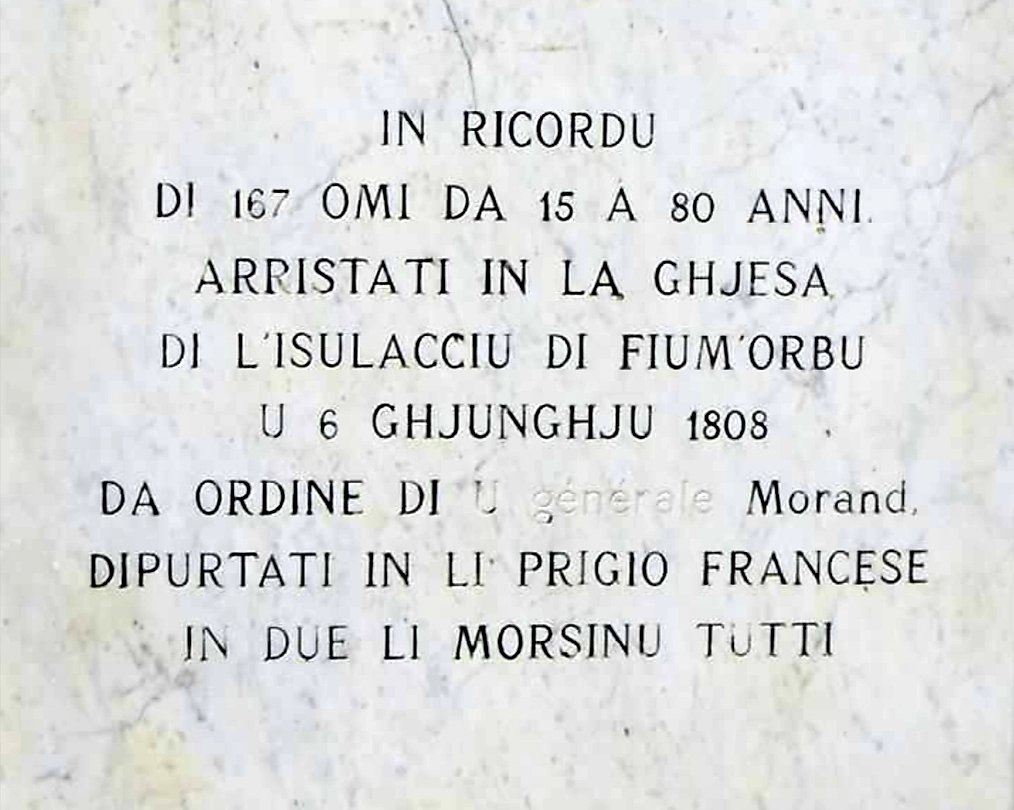 coreinfronte's tweet photo. U 6 di ghjugnu di u 1808, u Fium'Orbu hè marturiatu da a Francia di Napuleone è di l'infamu generale Morand. 
Memoria viva è ricordi fidi pè i 167 omi di u paese d'Isulacciu di Fium'Orbu, vittime di a ghjustizia Morandina. https://t.co/lTfOpuJwfN