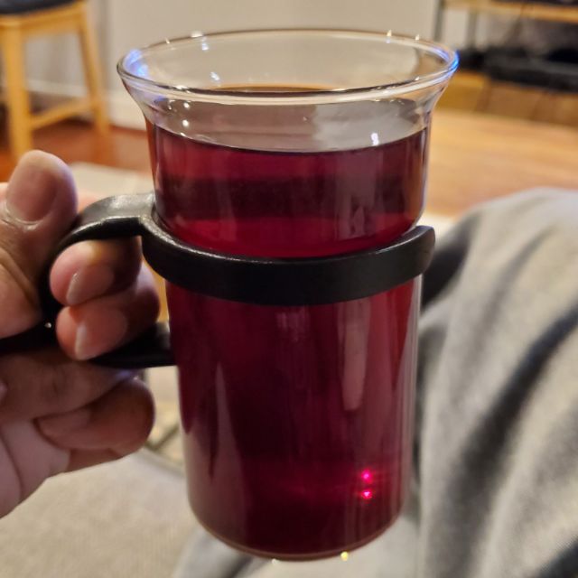 Daily/nightly tea timeBerry calmIt has been... a week. I took two herbal teas that often help calm me (blue raspberry with lemongrass and rooibos). This is one of the most unusual colors to come out of it, but it is rather relaxing.