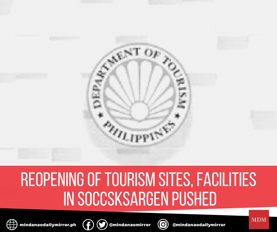MindanaoMirror's tweet photo. The Department of Tourism in Region 12 (DOT-12) is pushing for the phased reopening of hotels, resorts, and other accommodation facilities as part of its plan to restart Soccsksargen's tourism in...
https://t.co/C7tL9Asd82

#MindanaoDailyMirror #MDM #Region12 #DOT #Soccsksargen https://t.co/zTXODF7JOK