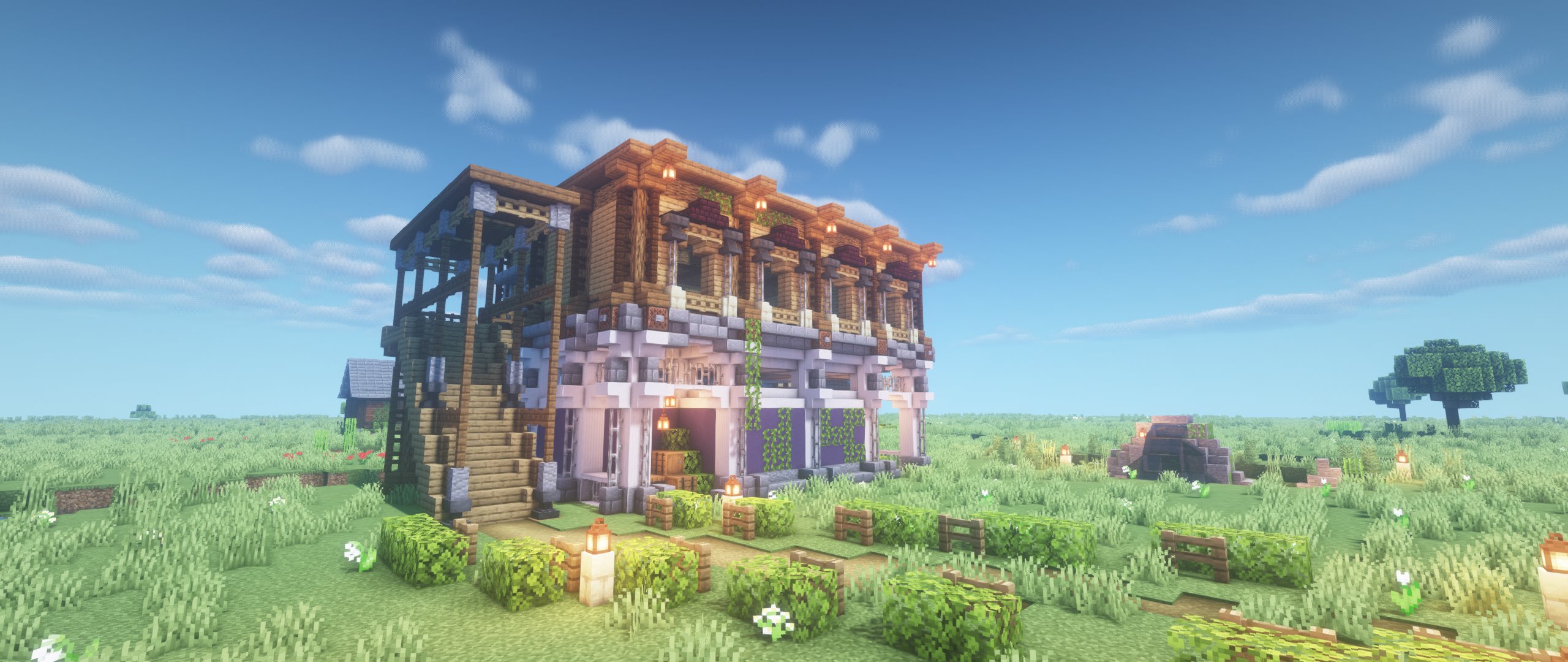 Twitter 上的 L O P ろっぷ Minecraft 家を一軒 ネザークオーツと木材の組み合わせ 外階段 陸屋根の練習をしました 外階段は今までに作ってことがない形で作ることができたのでバリエーションを増やせたと思います ぜひ使ってみてください マイクラ