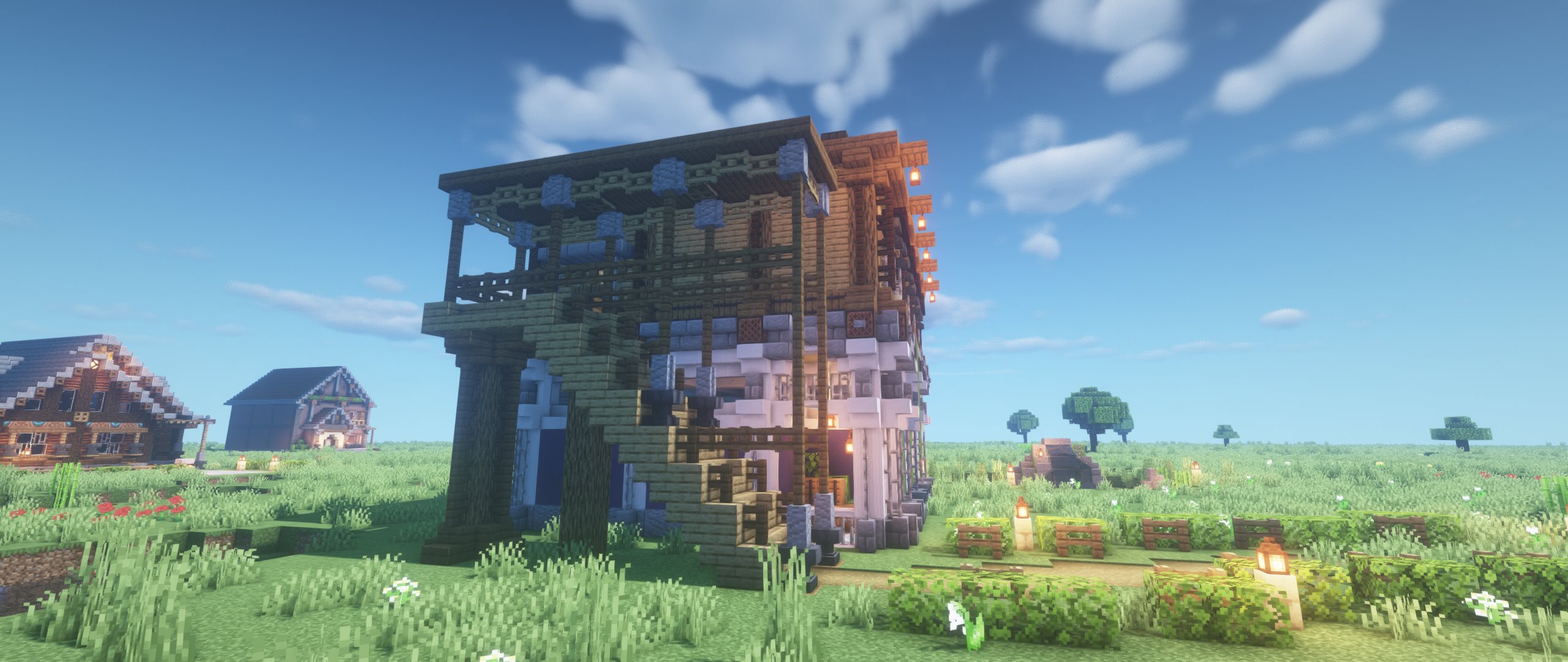Twitter 上的 L O P ろっぷ Minecraft 家を一軒 ネザークオーツと木材の組み合わせ 外階段 陸屋根の練習をしました 外階段は今までに作ってことがない形で作ることができたのでバリエーションを増やせたと思います ぜひ使ってみてください マイクラ