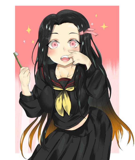 bmyoshiさんがTwitterに投稿した竈門禰豆子(鬼滅の刃)のイラスト。