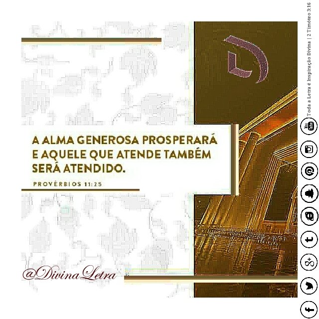 DivinaLetra's tweet photo. #DivinaLetra | A quem dá liberalmente,ainda se lhe acrescenta mais e mais;ao q retém mais do que é justo,ser-lhe-á em pura perda.A alma generosa prosperará,e quem dá a beber será dessedentado.#Provérbios 11:24-25
#bíblia #palavradivina #deus #dedeus #deuséfiel #jesus #jesuscristo https://t.co/sh9grDsjDG