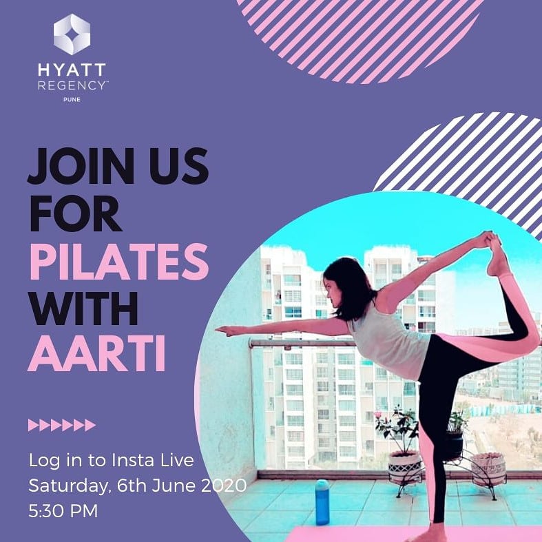 HyattRegencyPNQ's tweet photo. This Saturday, we bring you happy hour for your body. Join us for a Pilates session on insta live as Aarti teaches you to coordinate body, mind and spirit.
6th June 2020
5:30 PM
@hyattregencypune IG live
#feelfuelfunction #hyattathome #pilates #fitness #pune #punecity #punetimes https://t.co/Vfre6i60tY