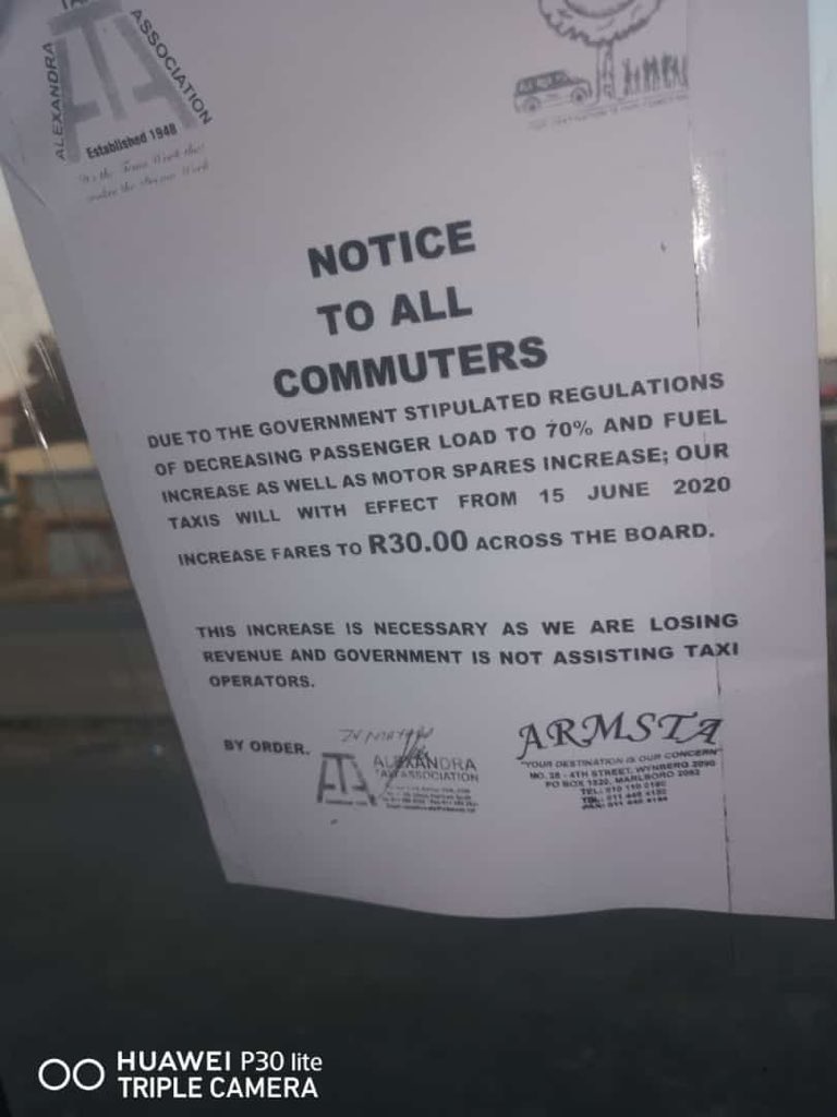 AdvoBarryRoux's tweet photo. Alexandra to Woodmead, from R11.00 to R30.00 https://t.co/Y4Idnnj9AH