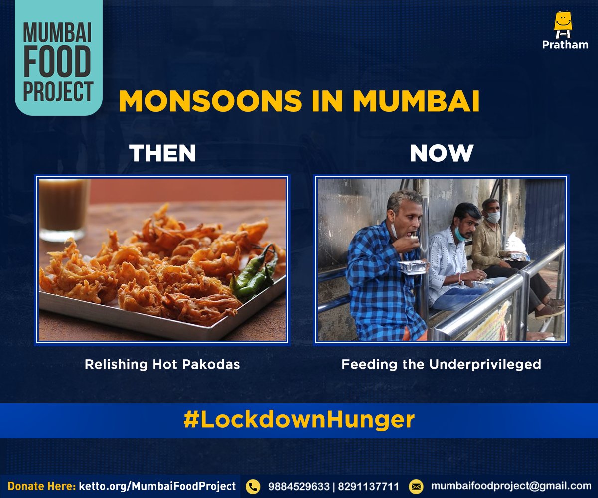 PrathamMumbaiEd's tweet photo. Heavy showers of kindness expected. Gear up to #LockdownHunger.
Donate Now: https://t.co/dLm8tmUgon
#MumbaiRains #Monsoon2020 #MumbaiFoodProject #FeedingMumbai #DailyWagers #FoodForAll #MigrantLabourers #SupportMumbai https://t.co/JcV8f2ljmK