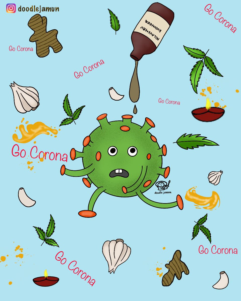 doodlejamun's tweet photo. How Indians fight Corona #funnyimaginations #indianmyth #garlic #ginger #turmericwater #neemleaves #doodlejamun #coronadigitalart #coronavirus #corona #coronamemes #digitalart #digitaldrawing #digitalpainting #doodle #doodleart #doodleartist #doodlesofinstagram #artist #sketch https://t.co/2x5FrTwkGL