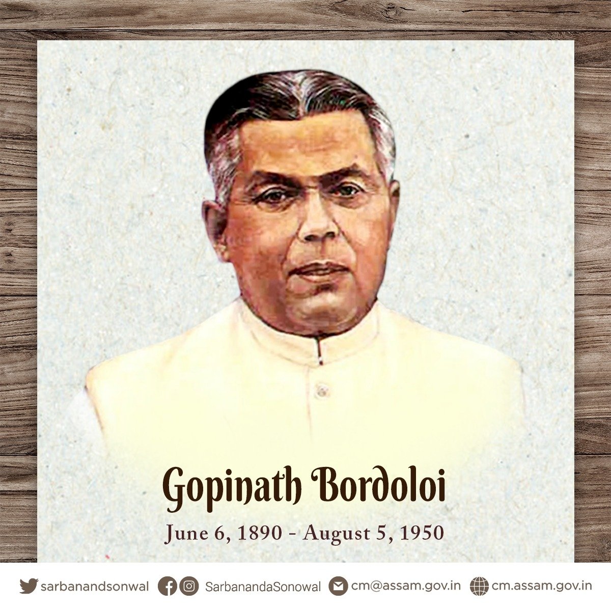 Sarbananda Sonowal On Twitter Solemn Tribute To Great Freedom Fighter Assam S First Chief Minister After Independence Bharat Ratna Lokapriya Gopinath Bordoloi On His Birth Anniversary His Ideals And Vision Will Always Inspire