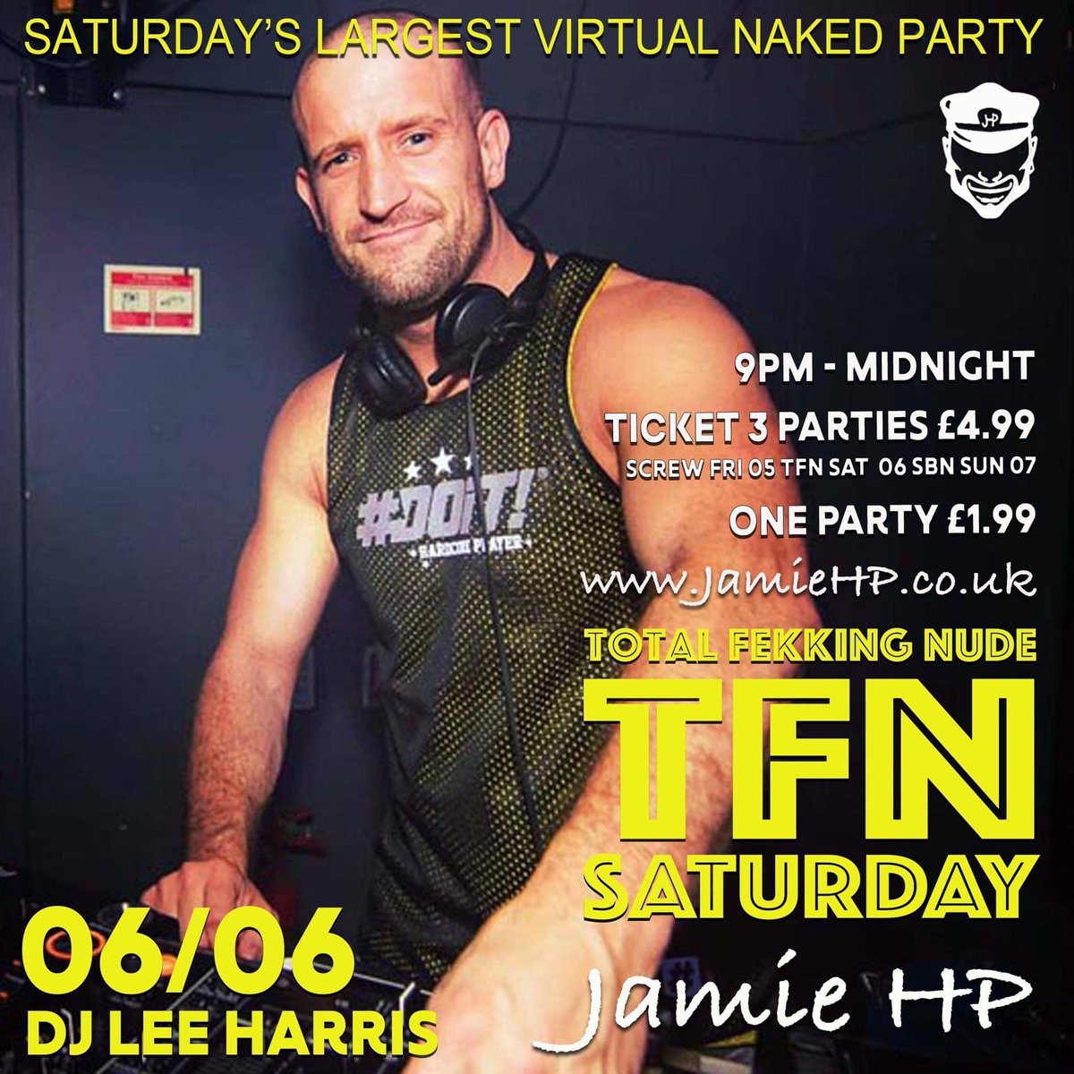 jamiehpevents's tweet photo. Hot @leeharrisdj is back for tonight’s viral session of #TFN by @jamiehpevents Join in wherever you are and become the star of the show as you wank, trade and fuck I’m front of your cam. It’s easy, cheap and fun to play online with hundreds of horny guys’d https://t.co/acT1mV0oxZ https://t.co/EJSTxAnRgW