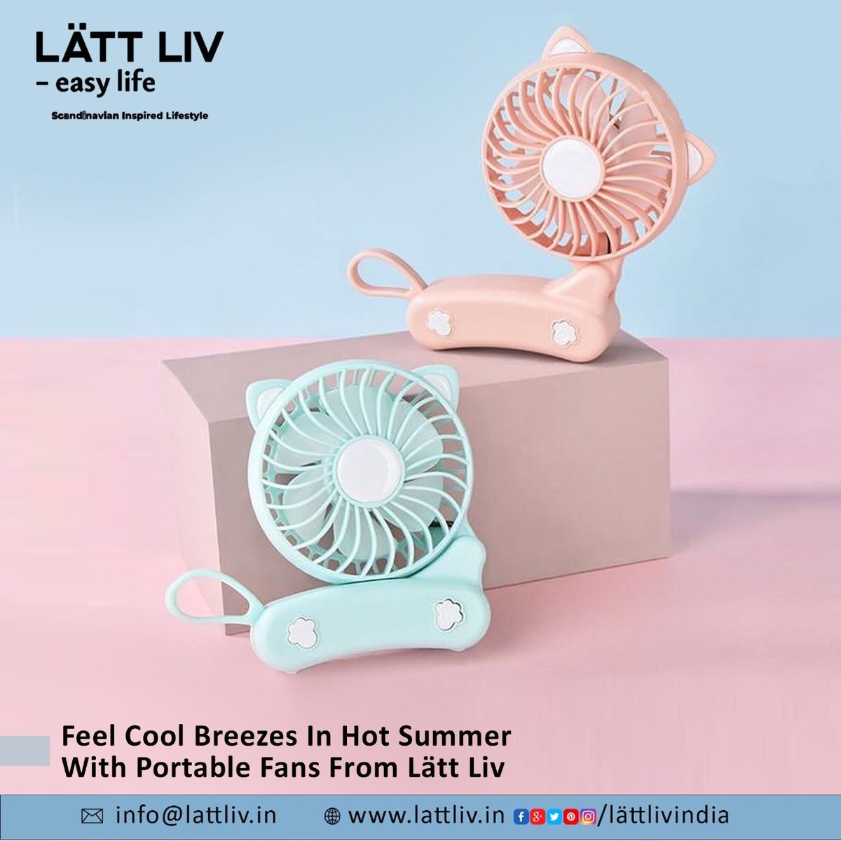 LattlivIndia's tweet photo. Stay cool all the time with these portable minifans from LรTT LIV. Grab one today at any #lattlivstore nationwide!
#portablefans #minifans #handheldfans #smallfans #coolair #summerproducts #easylife #scandinavia #lattlivindia #lattlivinternational #lattliv #fashion #lifestyle https://t.co/g9gxlOXhKb
