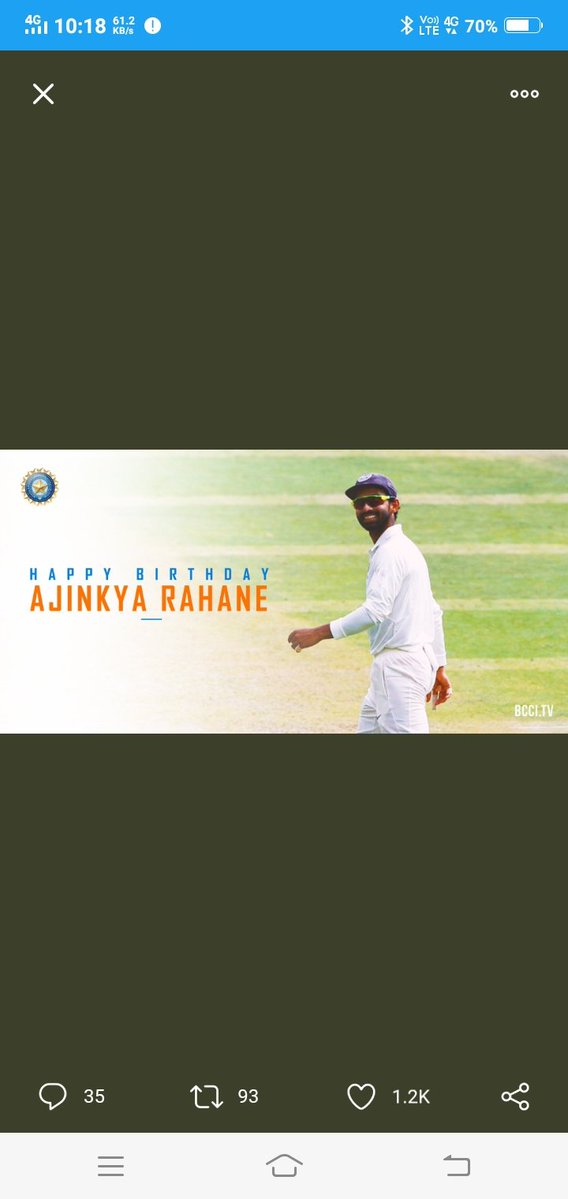 Happy Birthday Ajinkya Rahane....god always bless you.  