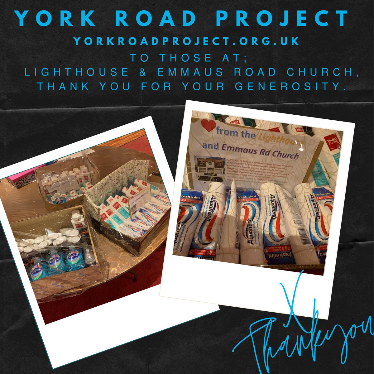 YorkRoadProject's tweet photo. Thank you to Lighthouse &amp; Emmaus Road Church. Your support is appreciated and we are grateful for your gift of useful items that will help many of the clients who are with us. 

💙 https://t.co/BXt5FYwo8x 

#Donation #YorkRoadProject #Homelessness #WeAreWoking #ProudToBeLocal https://t.co/ieJ5h5snGB