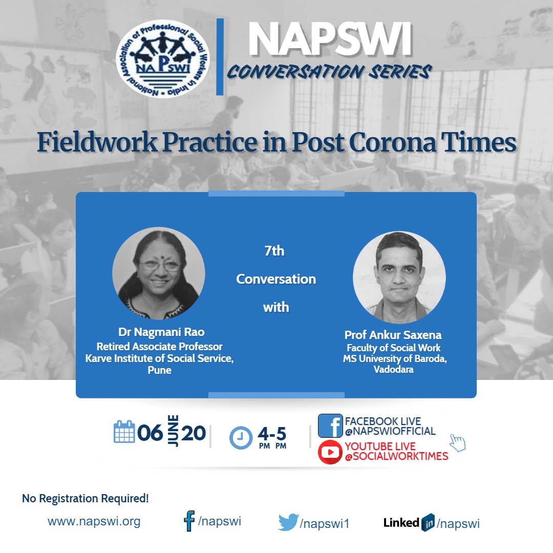 iamprchauhan's tweet photo. Join this important conversation today on FB & YouTube Live
#socialwork #socialworker #socialworkers #napswi #University #livestream https://t.co/4xqZcjfyms