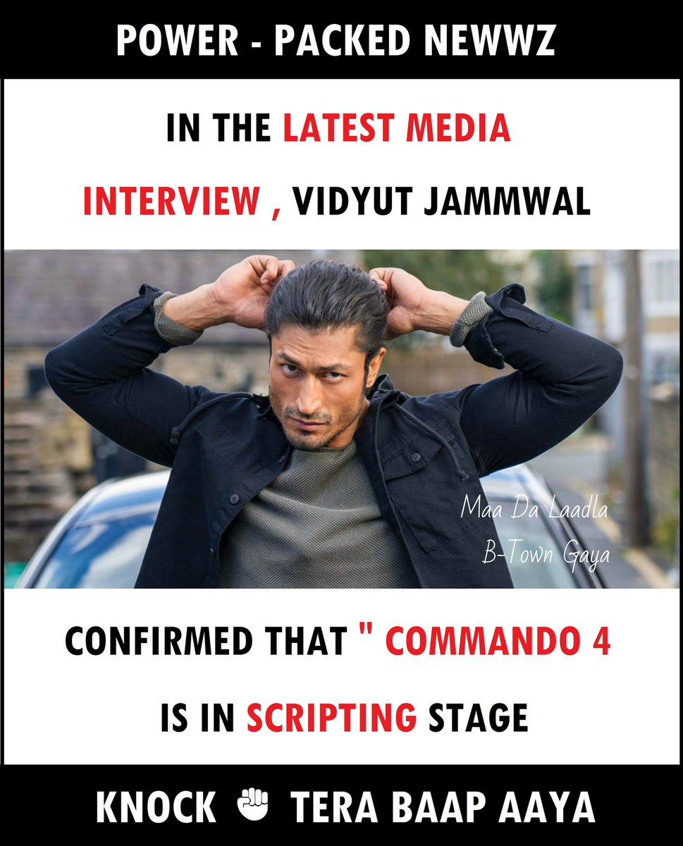Get ready for #Commando4! 💥💥💥

@VidyutJammwal @adah_sharma @adidatt @RelianceEnt @angira_dhar @gulshandevaiah 
#Commando #Commando2 #Commando3 #VidyutJammwal #AdahSharma #AngiraDhar #GulshanDevaiah #AdityaDatt