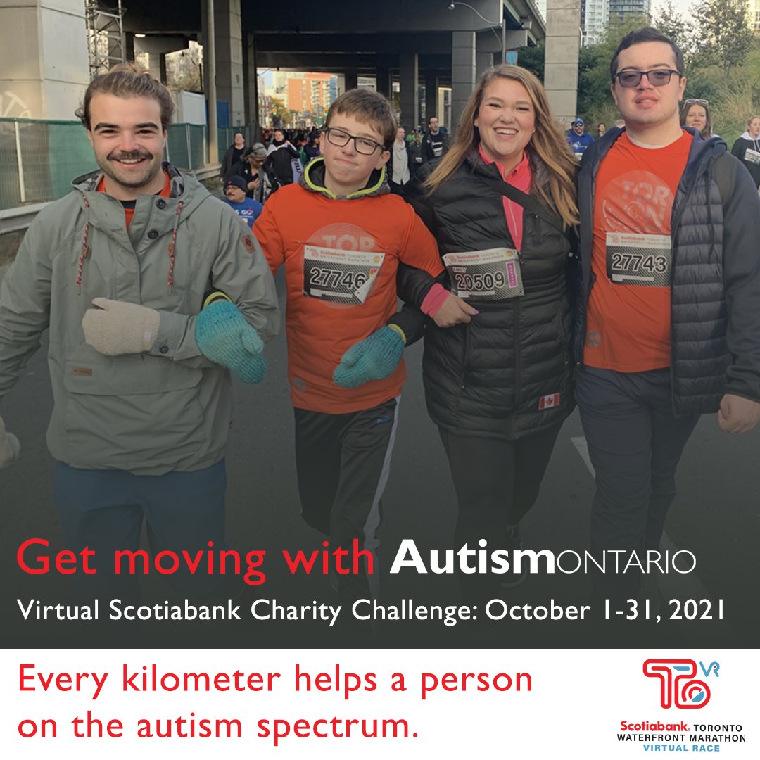 Calling all those who like to move! There's still time to join an Autism Ontario team for the #ScotiaCharityChallenge and raise funds for Provincial Office or your local Chapter. You'll have the entire month of October to complete your walk. Sign up now! bit.ly/3C1Axg9