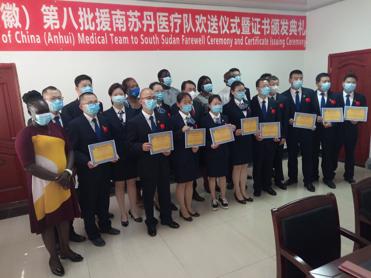 Dr. Victoria Anib Majur, the Undersecretary of the Ministry of Health today graced the certificate issuing ceremony for the Chinese medical team in SS. #In her remark, she appreciated the government of China for investing in South Sudan's health sector. facebook.com/10363417204896…