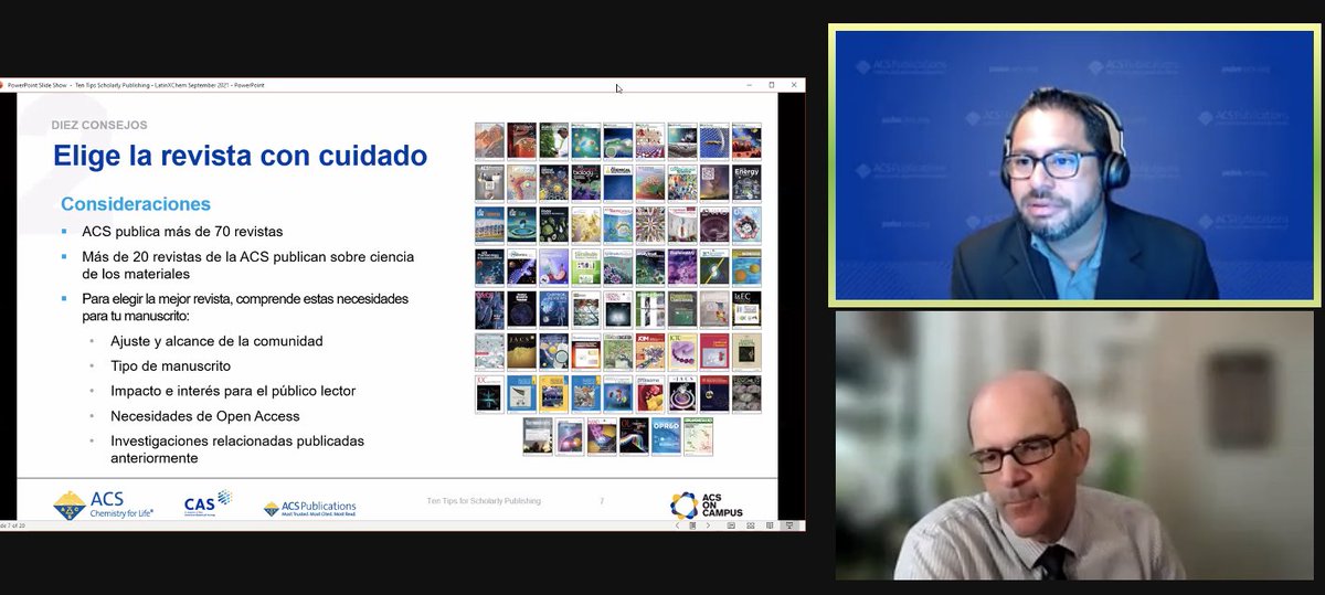 El curso "Diez consejos para la publicación académica" impartido por <a href="/cjtorom/">Carlos Toro</a> and <a href="/CarreiraGroup/">CarreiraGroup</a> (Editor de <a href="/J_A_C_S/">J. Am. Chem. Soc.</a>) fue todo un éxito. Gracias a ambos por sus consejos. <a href="/AmerChemSociety/">American Chemical Society</a> <a href="/ACSPublications/">ACS Publications</a> 
#LatinXChem