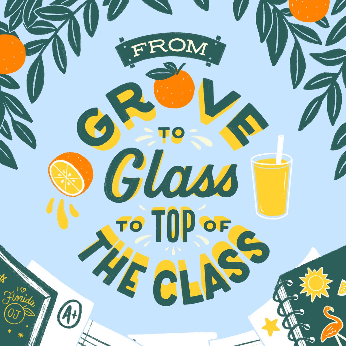As kids settle into new school routines, Florida OJ provides easy, delicious nutrients to support this busy season as #TheOriginalWellnessDrink. ✨🍊 We’re excited to partner with Lauren Hom (<a href="/homtweethom/">Lauren Hom</a>) on illustrations like this one that speak to the goodness of #FloridaOJ.