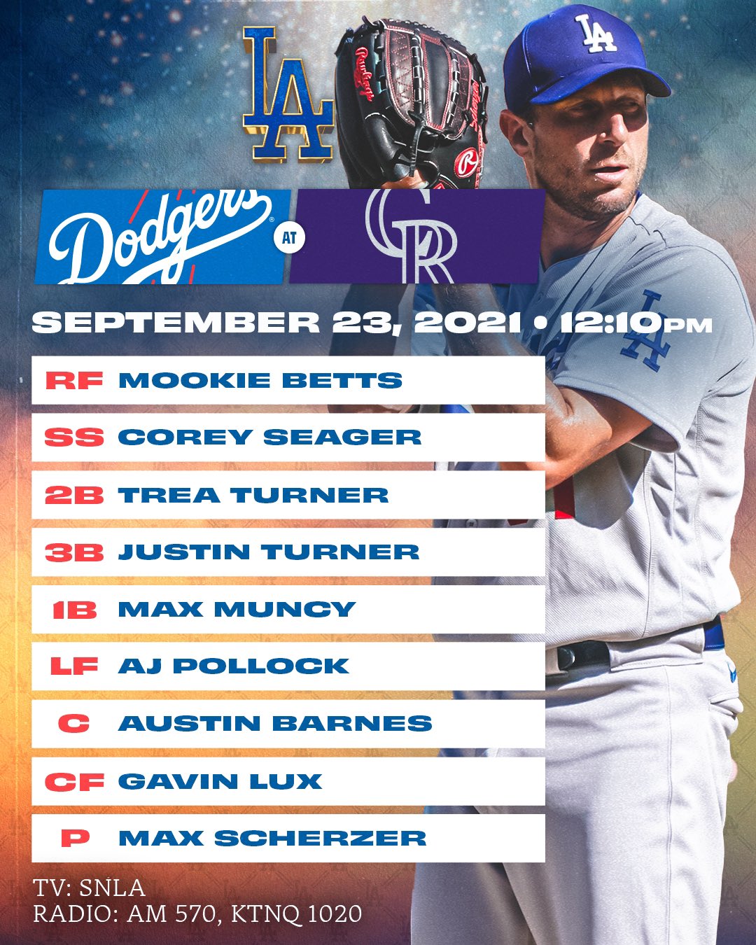 Los Angeles Dodgers on Twitter "Today’s Dodgers lineup at Rockies