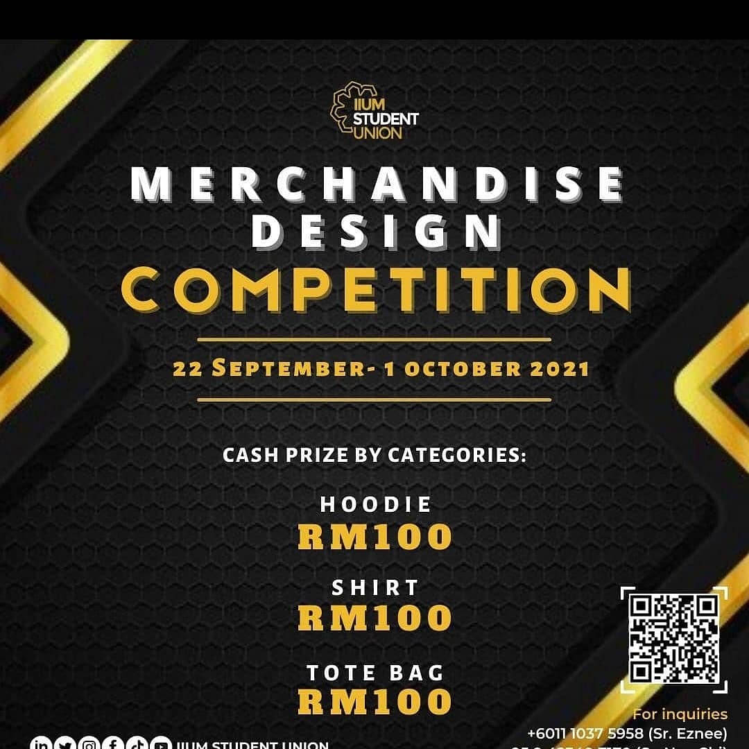 [ IIUM STUDENT UNION MERCHANDISE DESIGN COMPETITION ]

TIME TO ✨ SHINE✨

Unleash your hidden skills by grabbing this opportunity to showcase your own design and also stand a chance to win prize money 💵💰

🔗 Registration &amp; Submission link: forms.gle/rGkhPfMWztmMEw…