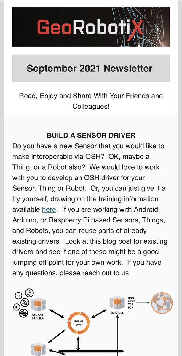 GeoRobotix's tweet image. Interested in learning about how to build an @opensensorhub sensor driver and more? Check out our latest September Newsletter at mailchi.mp/georobotix/geo…

#robotos #robotics #gis #sensors #geospatial #IoT #things #gischat #IoTnews #newsletter #automotive #sensordrivers #opensensor