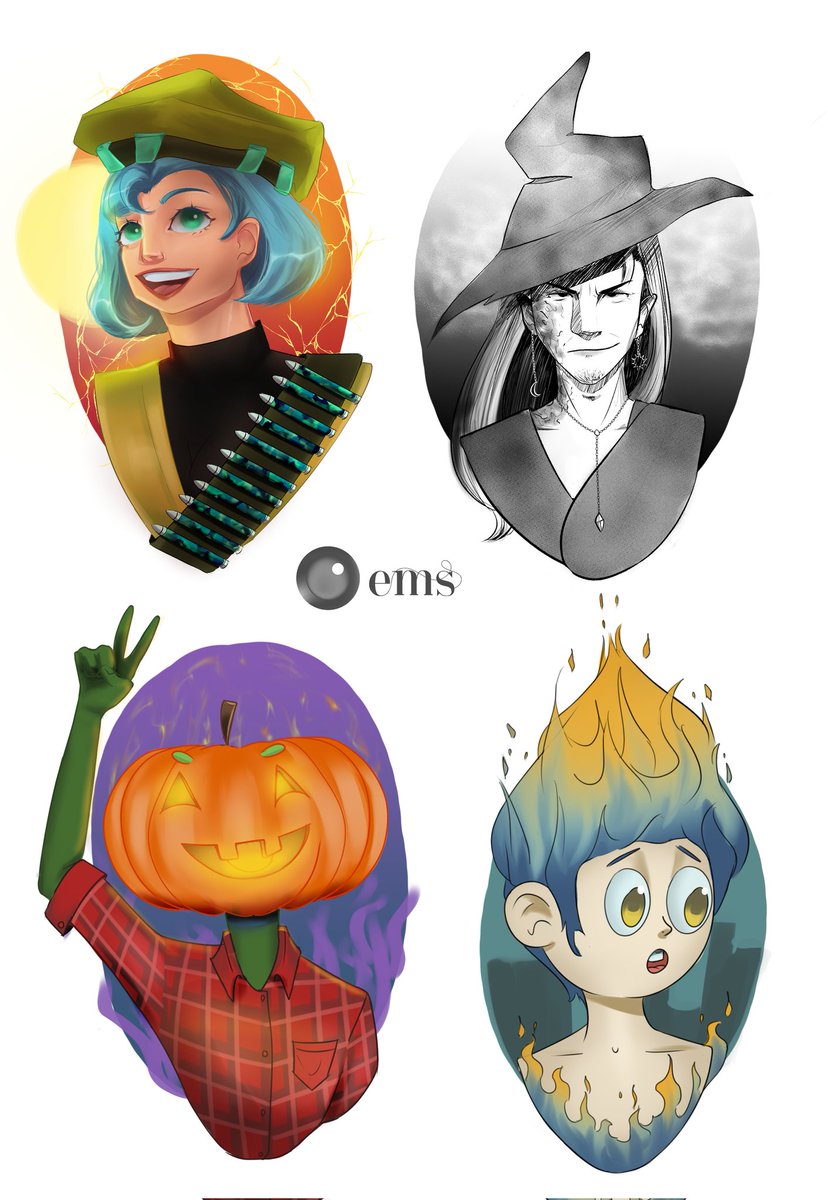 Kookiescard's tweet photo. These are some characters for commissions I've done on Reddit from people who want to be ready for the spooky season 👽 My commissions are open so feel free to hmu, i can draw your character in any style you want.
#art #commission #lookingforcommision #artist #lookingforartist https://t.co/JYwe4N1sYb