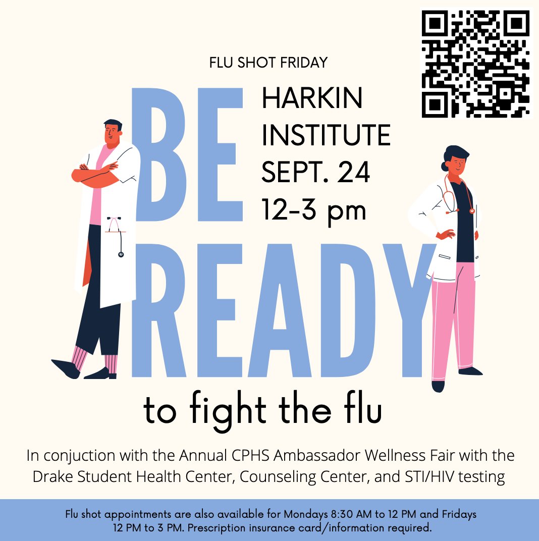 DrakeStIL's tweet image. Get your flu shot this Friday at the Harkin Institute 💉