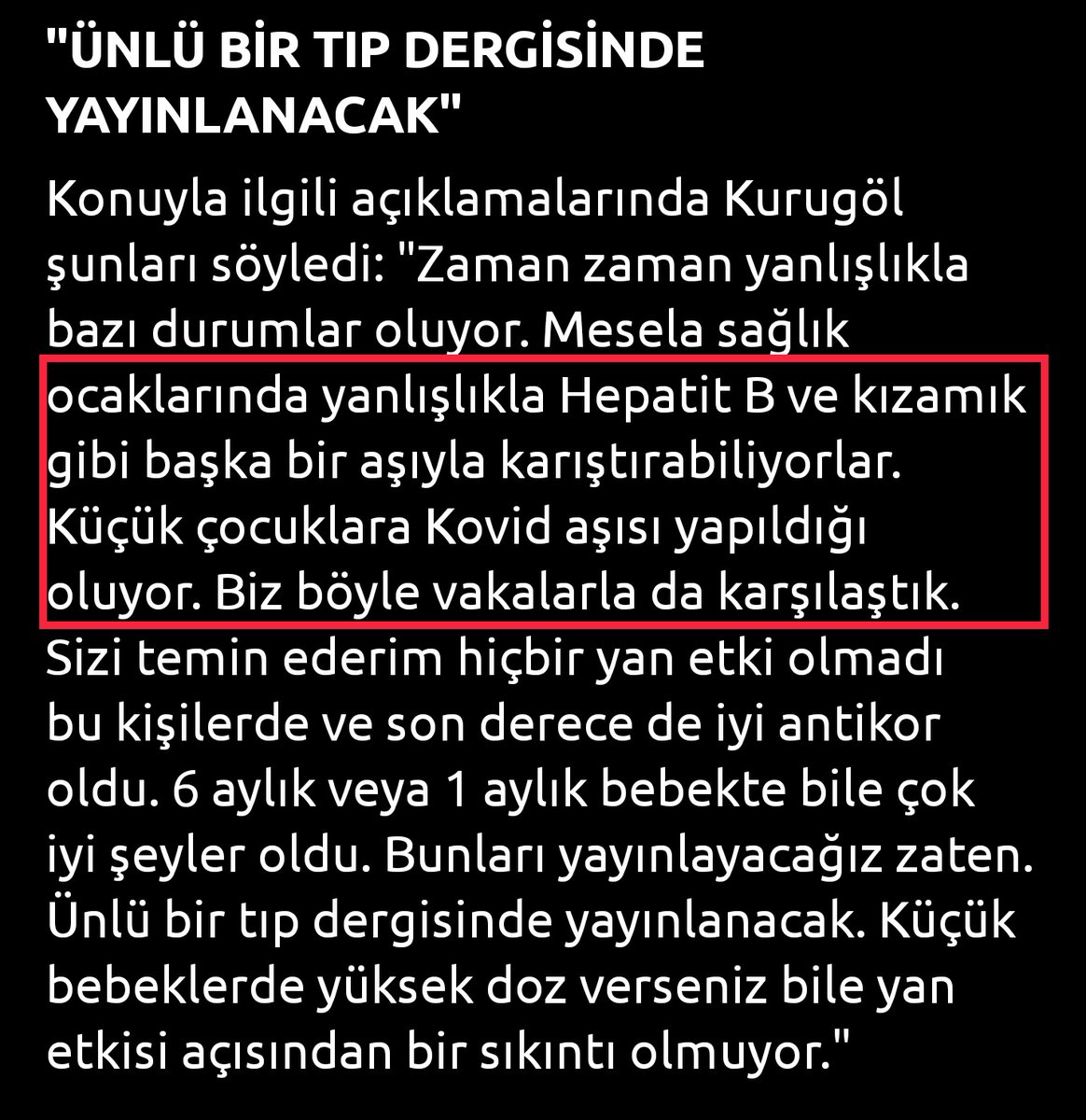 Yanlışlıkla yapılmış dediği aşıyı bilim dergisinde yayınlayacaklarmış.Yanlışlıkla bir ,iki olur. Kaç tane yaptılarsa artık dergide yayınlayacak kadar veri toplamışlar #DrZaferKurugoelTutuklansın