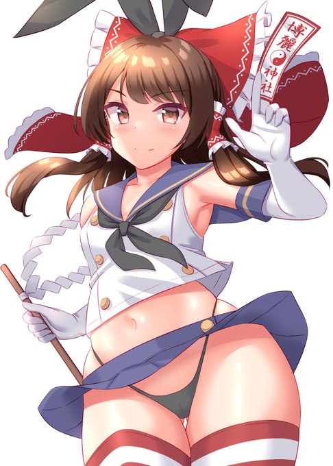 島風の服に慣れて戦いに出る霊夢 