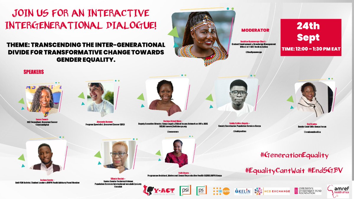 Attention all youth! Learn more about human-centred design & how it can be applied towards bridging gender equality gaps. Join us & our partners @YouthActKE as we explore this tomorrow at 12:00 PM. Join here:
amref.zoom.us/webinar/regist… #EqualityCantWait #GenerationEquality #EndSGBV