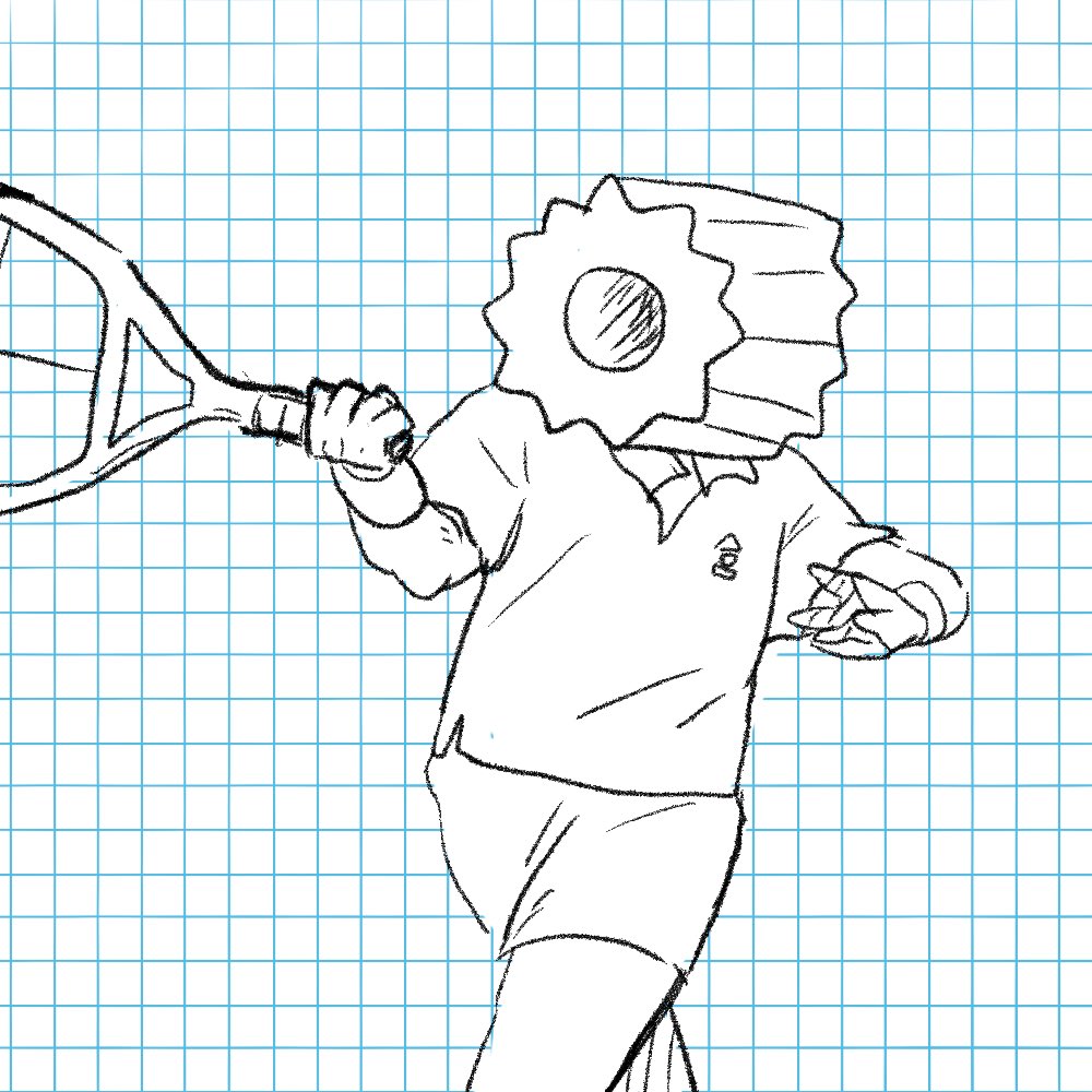 描きたいものありすぎて全然違うの描いちゃう。テニスをするちくわぶ 