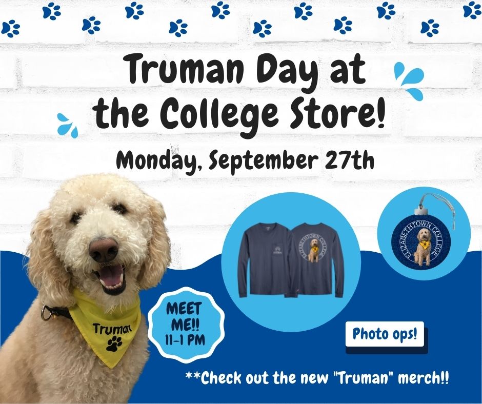 Join us at The College Store for Truman Day on Monday, September 27th!  Truman will be here from 11-1 for photo ops!  We've got NEW Truman tees &amp; other new Truman gifts items!
Buy any Truman merch and pick a "paw" for your discount of up to 30% OFF!!  Faculty/Staff disc apply!