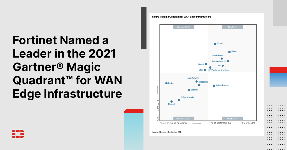 bertleeg's tweet image. Just announced: @Fortinet is a Leader in the 2021 Gartner® Magic Quadrant™ for WAN Edge Infrastructure, placing highest in ability to execute! 

Find out more 👉 ftnt.net/6018yhxjI
