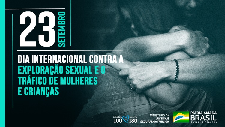 #TráficodePessoas | Nesse Dia Internacional contra a Exploração Sexual e o Tráfico de Mulheres e Crianças, o #MJSP reforça o seu trabalho e compromisso com as ações de enfrentamento desse crime em todo o Brasil. Dique 100 ou ligue 180! 💙