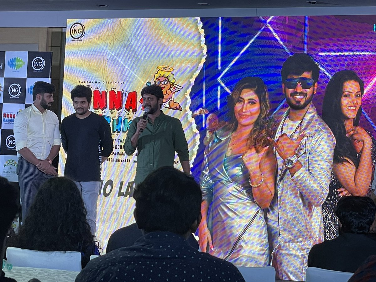 The trio of #AshwinKumar, #Kavin and #RioRaj turn up as well wishers at the #EnnaVazhkaDa launch. Peppy number!