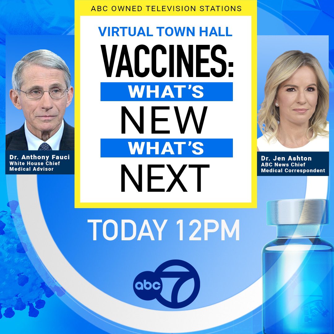 Have questions about COVID-19 vaccines, boosters, mandates and more? Dr. Anthony Fauci, Dr. Jen Ashton, and a panel of experts will have answers for you today at noon during our virtual town hall, "Vaccines: What's New, What's Next." Watch wherever you stream ABC7. #abc7ny