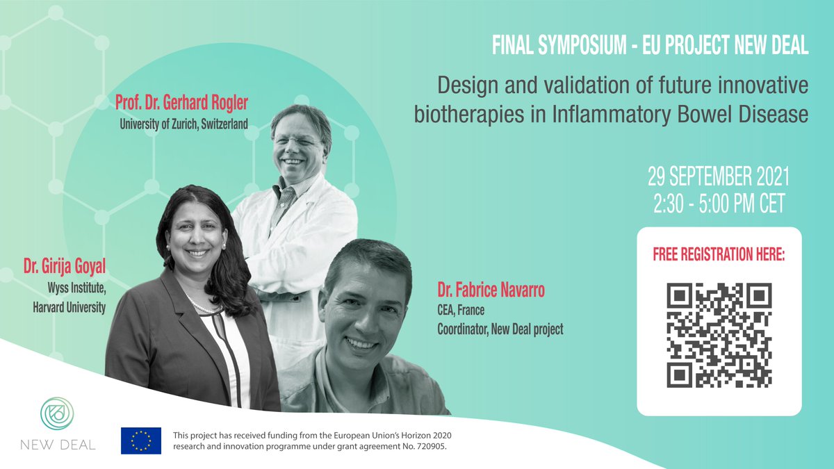 We are less than a week away from our project´s final symposium to be held on 29th September at 2:30pm (CET)! 

Prof. Gehrard Rogler and Dr. Girija Goral will discuss future biotherapies in IBD with our coordinator <a href="/FNavarr10381651/">F. Navarro</a>. Register now here!👇🏻cutt.ly/jEl6fOu