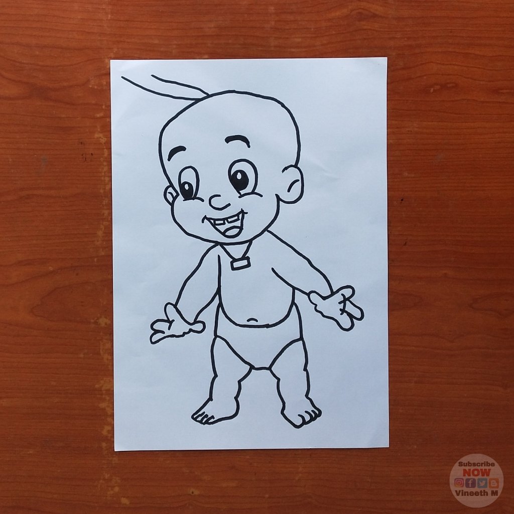 Step by Step How to Draw Raju from Chhota Bheem  DrawingTutorials101com