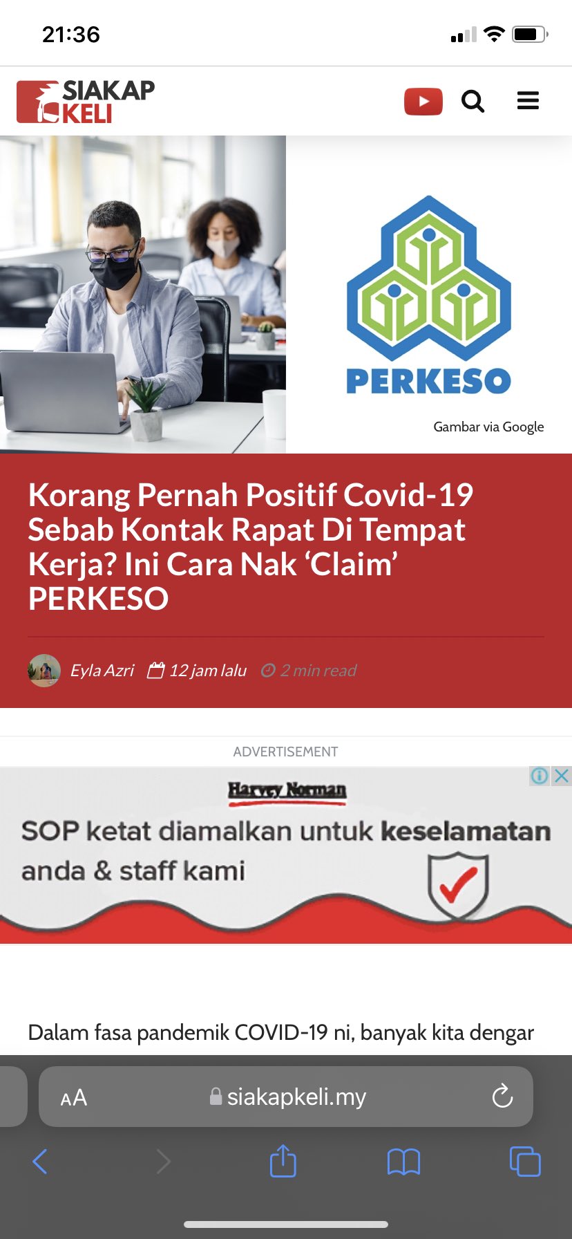 Kuarantin claim socso Perkeso Terengganu